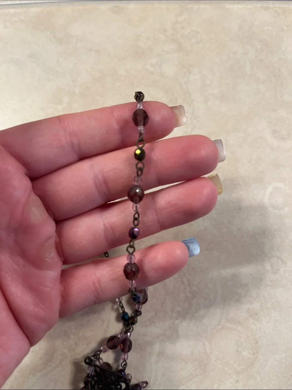 Purple Bead Pendant Necklace